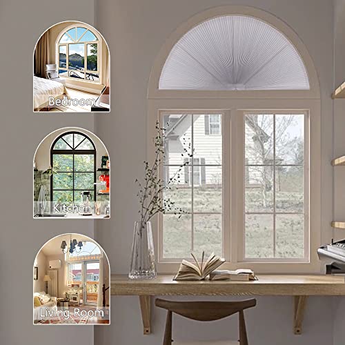 Seeye Arch Window Light Filtering Shades, Pleated Fabric Blind (Radius: 36'') Half Circle Cellular Cordless Semicircular Blinds With No Tools, Half-Round Shade Easy To Cut And Install #TOP5