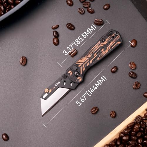 Image of CJRB Boxer EDC Folding Utility Knife, Small Pocket Knife with G10 Handle, Includes 10PCS Total Blades(J1967 Mech Black)