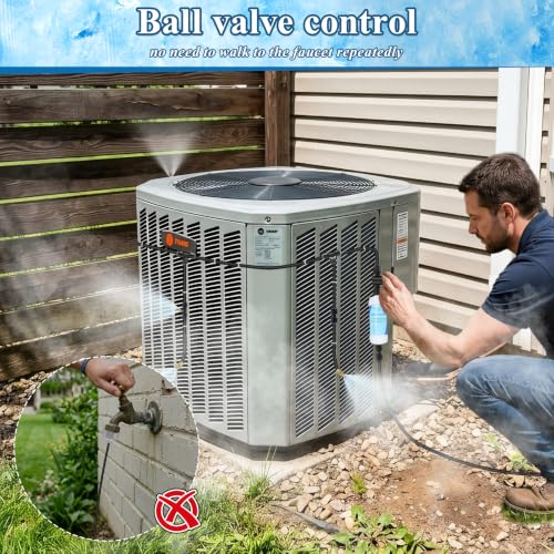 Image of AC Condenser Misting Cooling System Includes Water Filter Cutter, Air Conditioner Cooler System Evaporative Cooling Kit for Residential AC Units, Sun-Exposed Condensers&High-Temperature Climate Homes