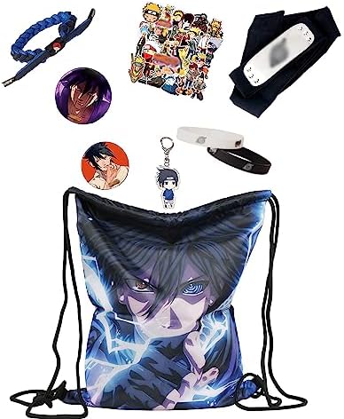 HGT-YUS Anime Gift Sets,Including Drawstring Backpack Stickers Button Pins Bracelet Keychain Necklace Mobile Phone Holder Lanyard