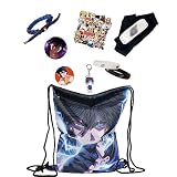 HGT-YUS Anime Gift Sets,Including Drawstring Backpack Stickers Button Pins Bracelet Keychain Necklac