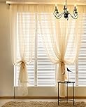 Megachest a pair of slot top voile curtains (Champagne, 56" wideX90 drop 2 Panels)