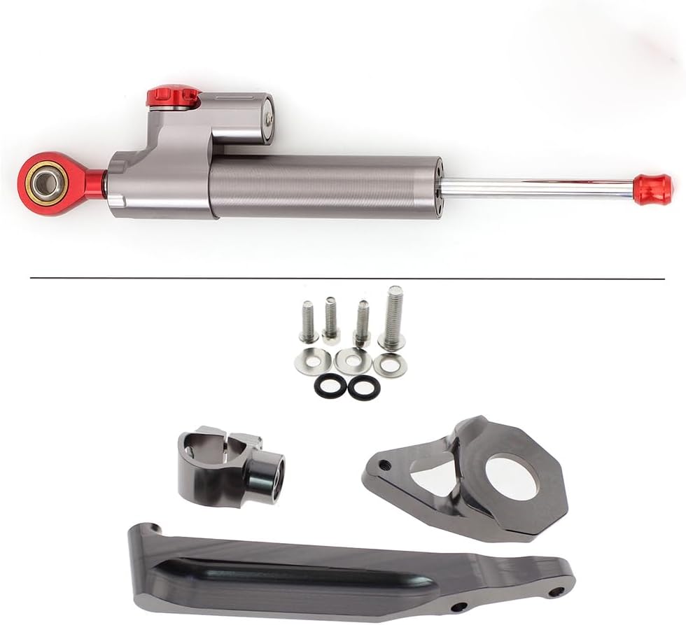 FXCNC Motorcycle CNC Steering Damper Stabilizer Buffer Control Bar with Mounting Bracket Kit Full Set Compatible with CBR600RR CBR 600RR 2005 2006