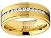 Metal Masters GoldTone Titanium Men's Eternity Wedding Band Ring with Cubic Zirconia CZ, Comfort Fit 8mm SZ 10.5