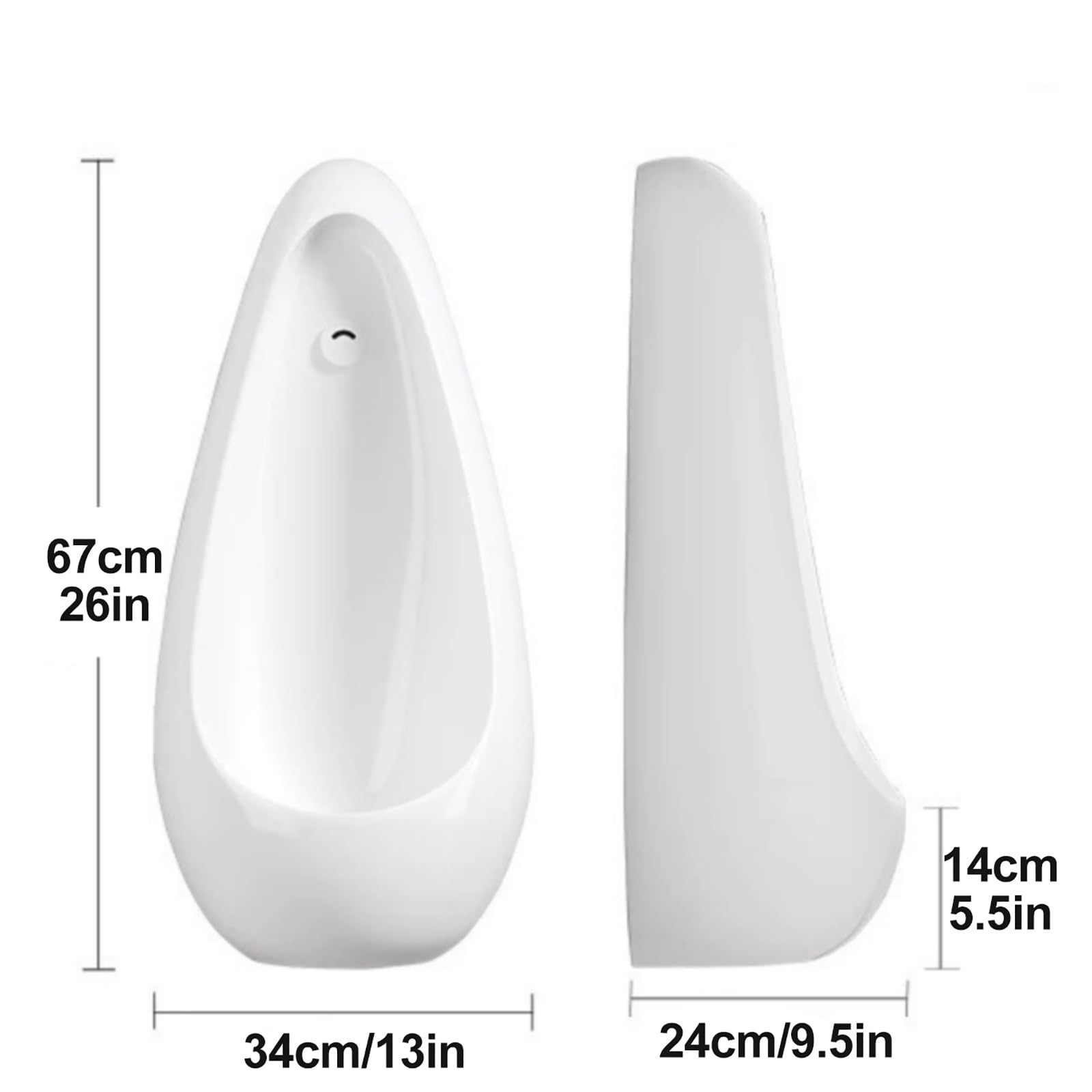 Orinatoi in Ceramica con Valvola di Scarico con Sensore, Orinatoi a Parete per Bagni Maschili, Scarico Automatico, per Casa, Bagno, Servizi Igienici Pubblici(Blue)