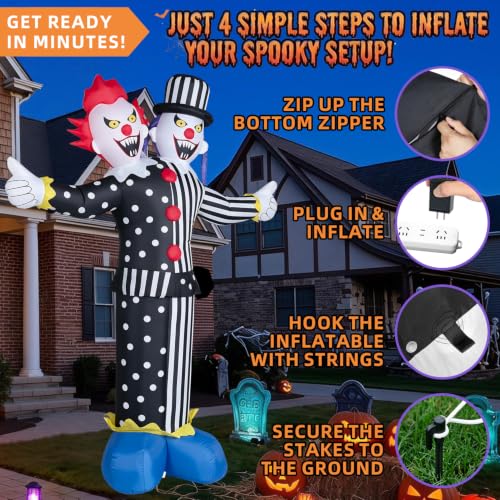 8FT Halloween Inflatable Clown LED Outdoor Yard Lawn Blow Up Decor — view 6
