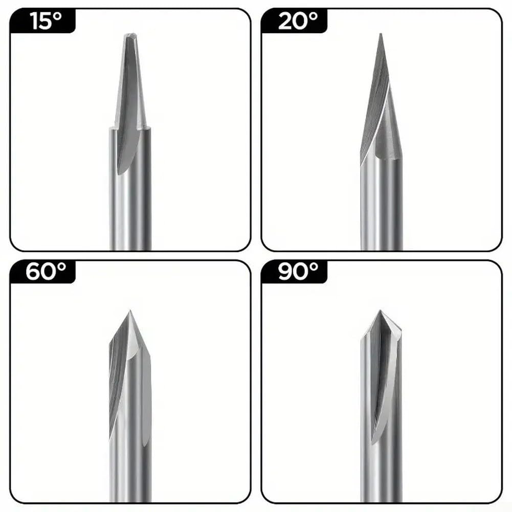 Fresa Angolo V 90 Gradi 6.35mm Acciaio per duro PVC Fresa Angolo(4pcs set)