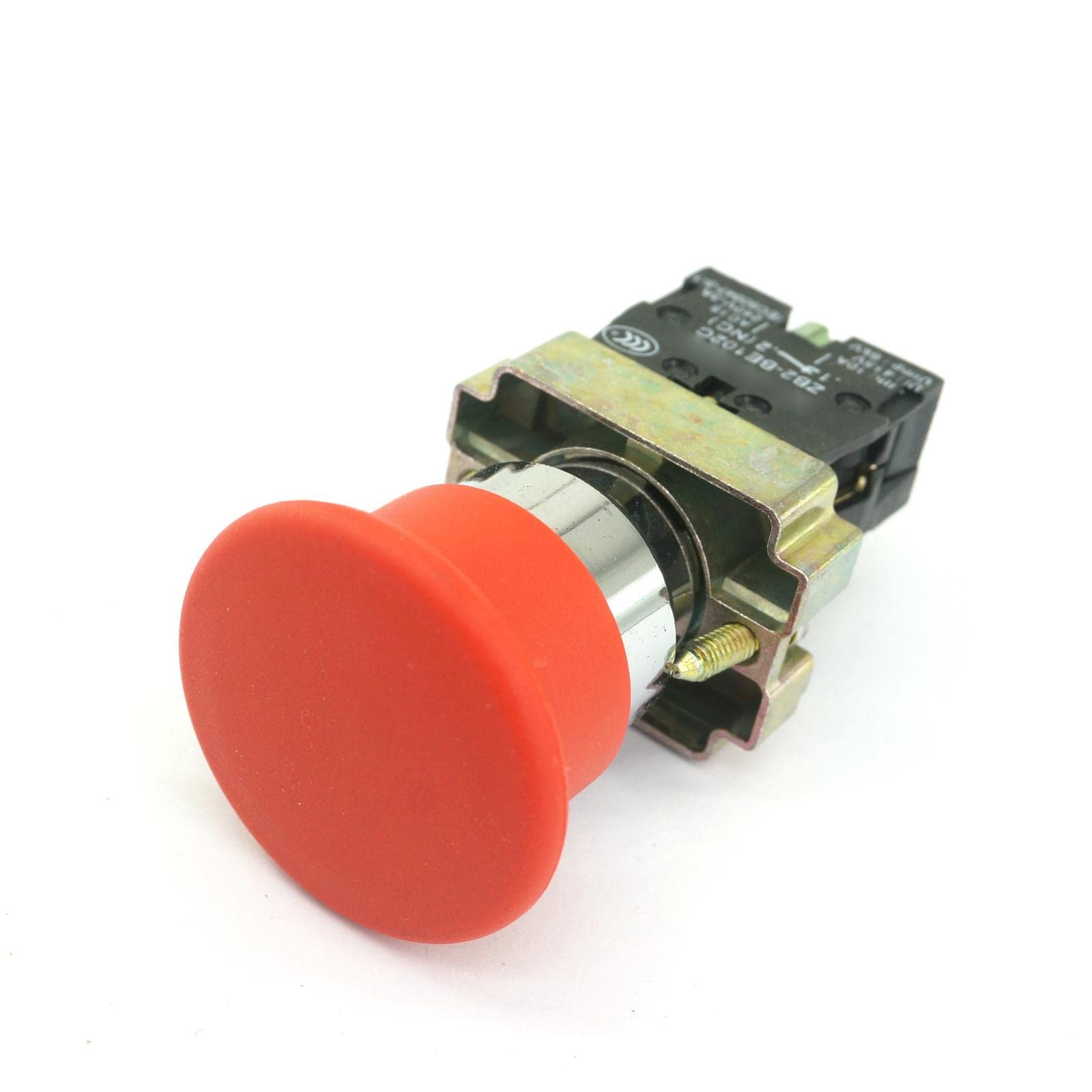 Bouton poussoir XB2BC42C momentané 1 NO avec tête champignon rouge pour commande à impulsion