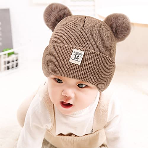 Unisex Baby Fleece Hat Winter Baby Hat for Boys and Girls Cold-Weather Infant Knit Cap with Pompom3