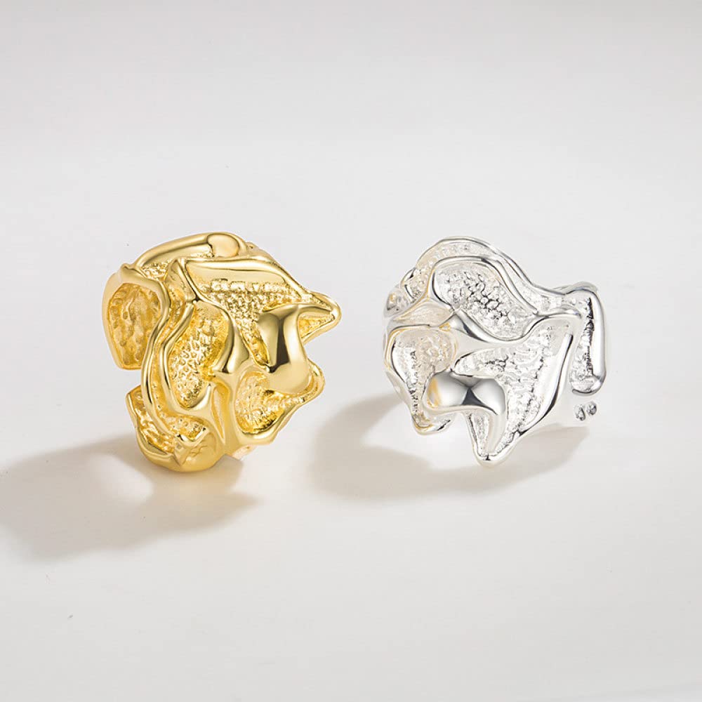 HGJH Anello Regolabile,S925 Sterling Silver Rughe Anello Grosso Anelli Regolabili Irregolarità Anello Aperto Anello Dito Indice Anello Eternità Fascino di Nozze Gioielli Regali per Ragazze Signore