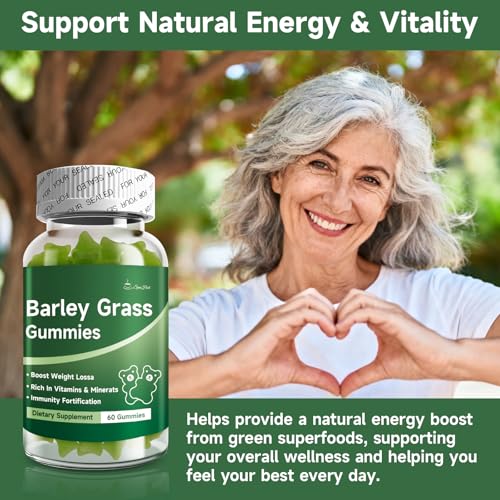 Image of Organic Barley Grass Supplement,Vitamin C and Vitamin D,Gut Health Gummies 60 Counts