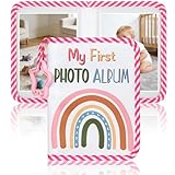 Ainiv Baby Fotoalbum 17 Fotos (6.5x4.5 Zoll), Babyalbum aus Weichem Stoff, Erstes Jahr Babyalbum, Zartes Babytagebuch für Neugeborene/Kleinkinder/Kinder/Baby Dusche Erinnerung (Rosa Regenbogen)