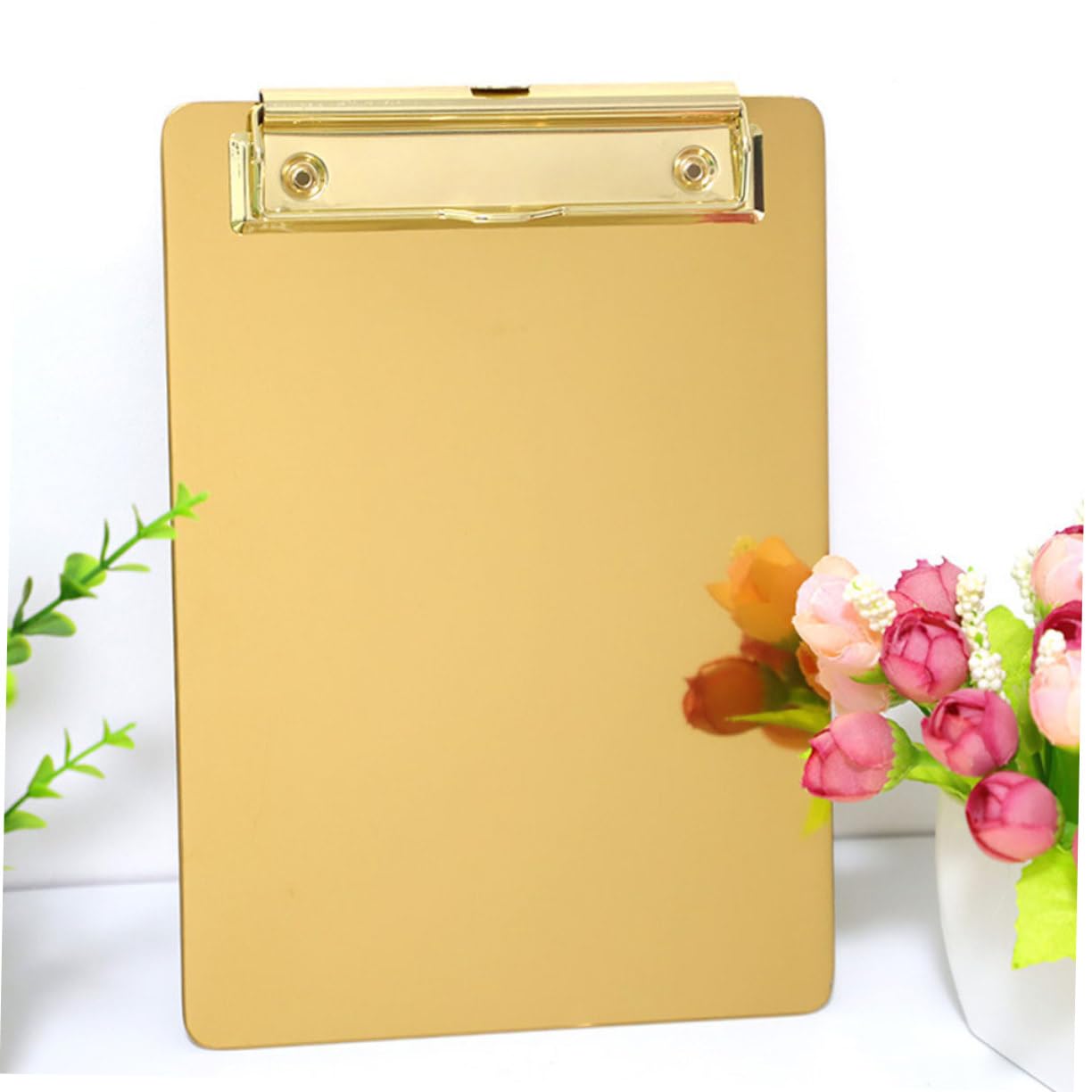 Operitacx 2 Stück Klemmbretter aus Edelstahl A5 mit Goldener Oberfläche Verschleißfest und Elegant zur Dokumentenorganisation im Büro