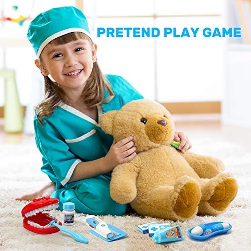CUTE STONE Kids Toy Doctor Kit, 30PCS Toy Medical Kits Pretend Play Dentist Doctor Kits with Electronic Stethoscope and Carrying Case, Educational Toy Doctor Playset for Kids Toddlers Boys Girls 8 51U4Eor2PrL. AC