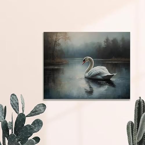 Swan Dark Academia Canvas Art - Vintage Gothic Farmhouse Decor, Canvas Prints and Poster for Home Office Decor(80x120cm/Frameless)