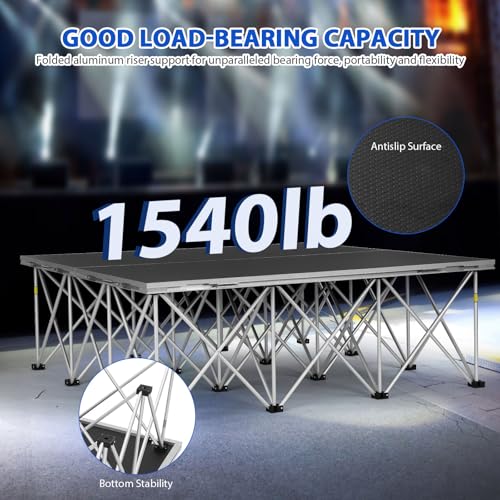 Image of 4Pcs Foldable Platform Stage, 8'x8' Wedding Stage Platform