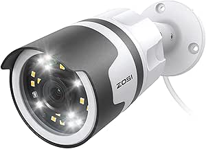 ZOSI H.265+ 5MP 3K Add-on Security POE Camera, Color Night Vision, 2-Way Talk, Human Detection, Sound & Light Alarm, IP66 Weatherproof Outdoor Indoor Bullet IP Camera (Only Work POE NVR) asin的图片