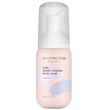 Evereden Mini Kids Body Wash - Cool Peach Gentle Travel Size Toddler Body Wash | Safe for Sensitive Skin & Hydrating Formula | Clean, Vegan & Non-Toxic for Kids | 1.69 fl oz.