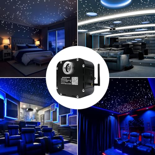 Image of AZIMOM High Brightness 50W 800pcs Twinkle Fiber Optic Starlight Kits End Glow 0.03in 13.1ft Fiber Strands Sound Activated Bluetooth /APP Remote Control Car Headliner Theater Ceiling Home Lobby
