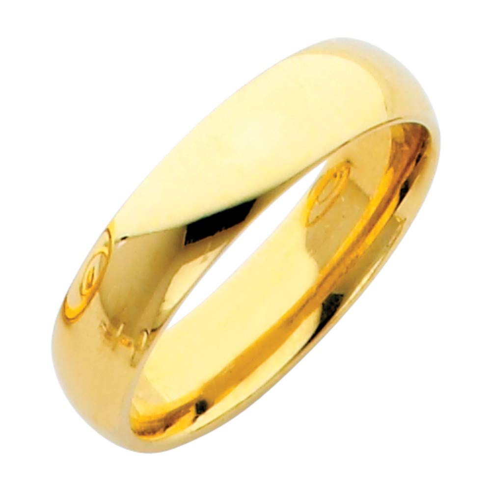 Sonia Jewels 14k Yellow Gold Solid 5mm Plain Traditional Classic Comfort Fit Wedding Ring Band