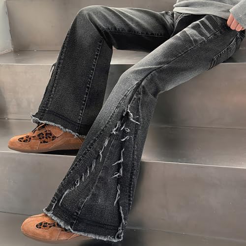 Flared Leggings for Girls Elastic High Waist Bell Bottom Denim Pants Kids Girls Y2k Jeans Wide Leg Fall Winter Jeans3