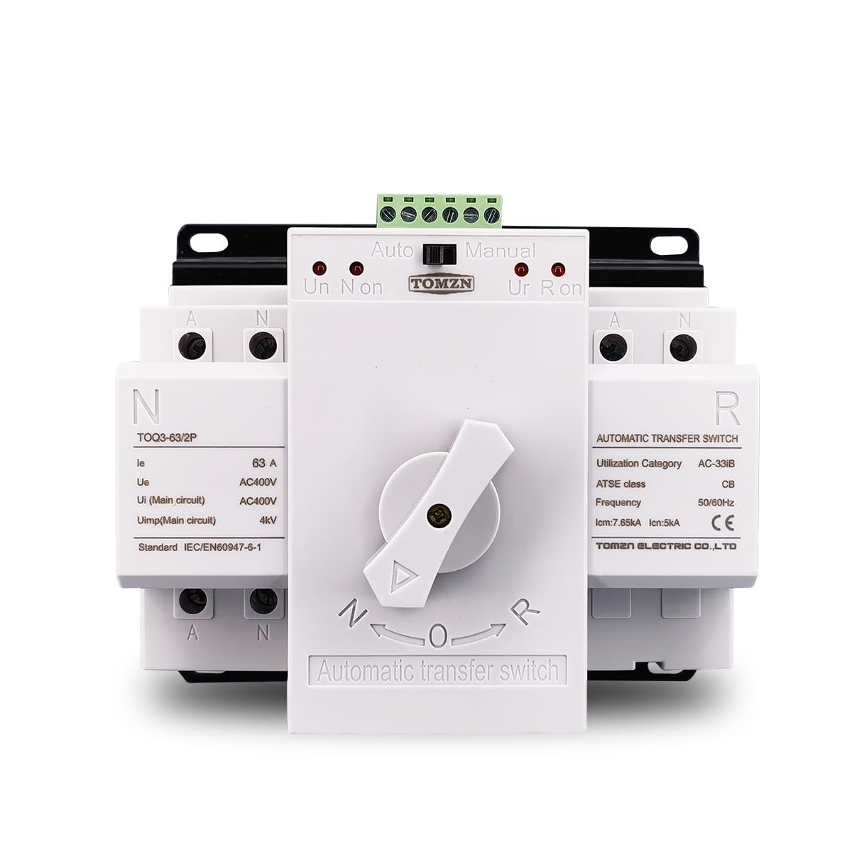 BLacOh Magnetotermico 16a 2 entradas 1 Salida 2P 63A 230V 50/60Hz MCB Tipo Interruptor de Transferencia automática de Doble Potencia ATS Magnetotermico