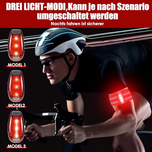 ertlutw LED Sicherheitslicht, 2 Rote LED Blinklicht Schulranzen USB Aufladbar für Kinder Schulranzen Hunde Bergsteiger Nachtläufer Leuchtanhänger mit Batterien Clip Dauerlicht