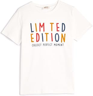 KOTON Boys Short Sleeve Crew Neck Printed Detail Tshirt