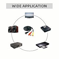 Vista 3 de Cable de extensión de conector estéreo de audio macho de 0.138 in a 3 RCA hembra AV Videocámara Cable de extensión de 90 grados en ángulo de 4 polos