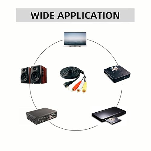 Miniatura 3 de Cable de extensión de conector estéreo de audio macho de 0.138 in a 3 RCA hembra AV Videocámara Cable de extensión de 90 grados en ángulo de 4 polos