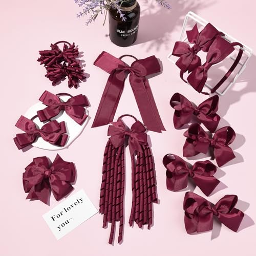 Set de accesorios para cabello escolar Burgundy 13 piezas miniatura 4