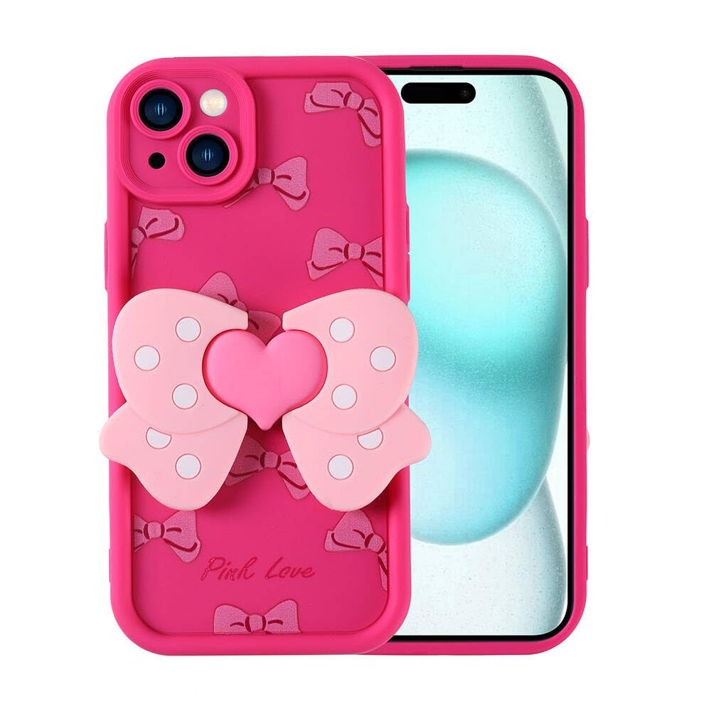 Zore Apple için uyumlu iPhone 15 Plus Kılıf Kamera Korumalı Figür Tasarımlı Zore Kapya Kapak Pembe Koyu