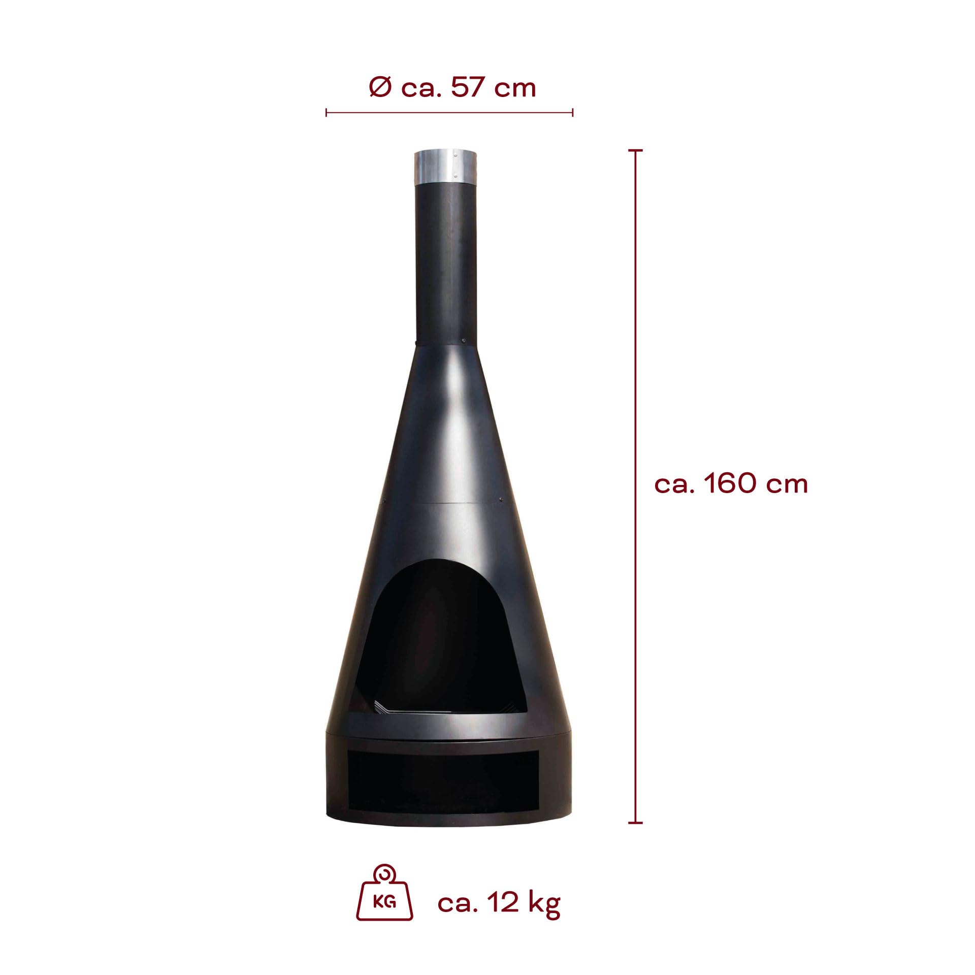 REDFIRE® Moderner Kamin für den Außenbereich 60 cm - Kingston XL mit Holzrost - Feuerschalen für den Garten - Sockel als Holzlager, Optimale Belüftung