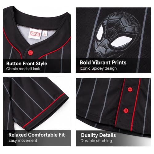 Marvel Mens Spiderman Baseball Jersey Novelty Fashion Spidey Shirt - image 5
