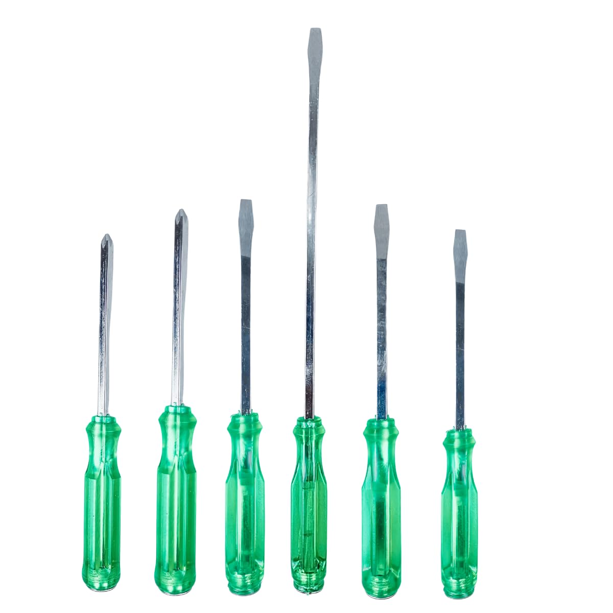 6 Piece "Go Through" Screwdriver Set | Phillips & Slotted | Chrome-Plated & Magnetized Tips | Robust Construction with Metal Striking Caps