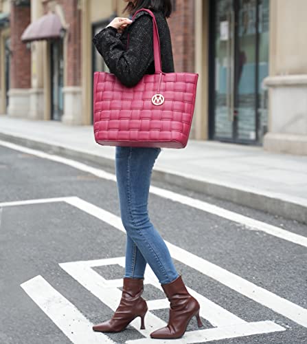 MKF Collection Tote Bag for Women, Vegan Leather Woven Top-Handle Satchel Handbag Purse4