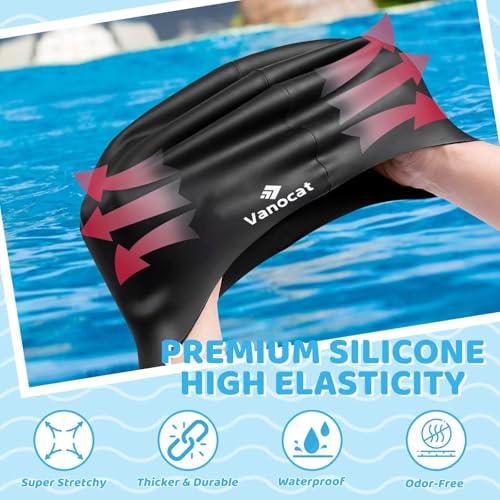 Kids Extra Large Swim Cap for Long Hair, Waterproof Silicone Swimming Caps for Boys Girls Children Youth Teen, Large Swim Hat for Long Thick Curly Hair & Dreadlocks Braids Weaves Afro Hair4