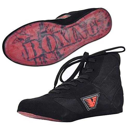 VELO Leather Boxing Shoes Sports Training Mesh Unisex Pro Boot Light Weight Black (Black, 36 (USA-3))