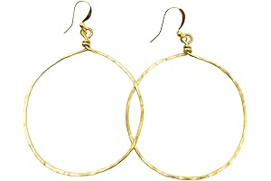 Gold Tone Hammered Wire-Wrapped Round Hoop Earrings