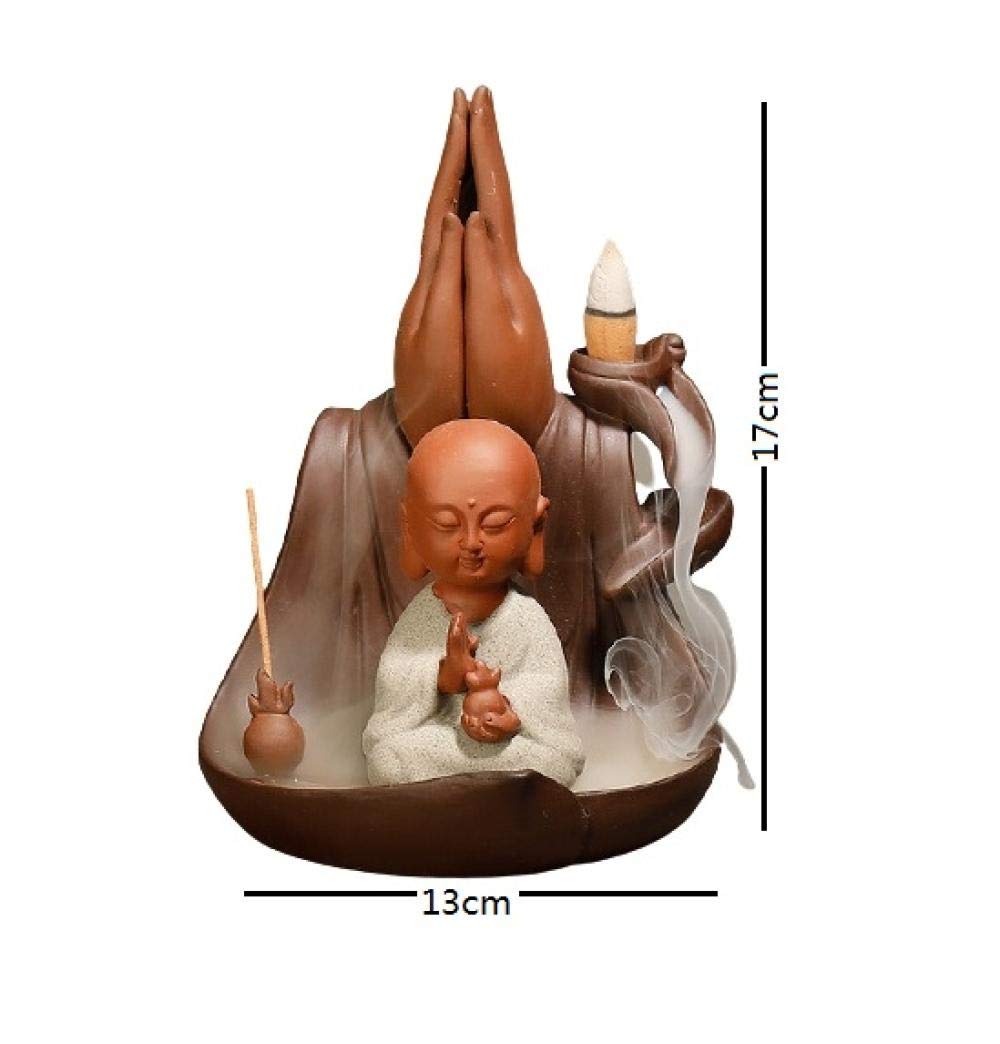 Cascada Zen Feng Shui Decoración Del Hogar Estatua De Buda Guanyin Reflujo Quemador De Incienso Decoración Incienso Cono Budista Zen Monje Quemador De Incienso-Cono De Incienso C + 50Pcs_Lavanda