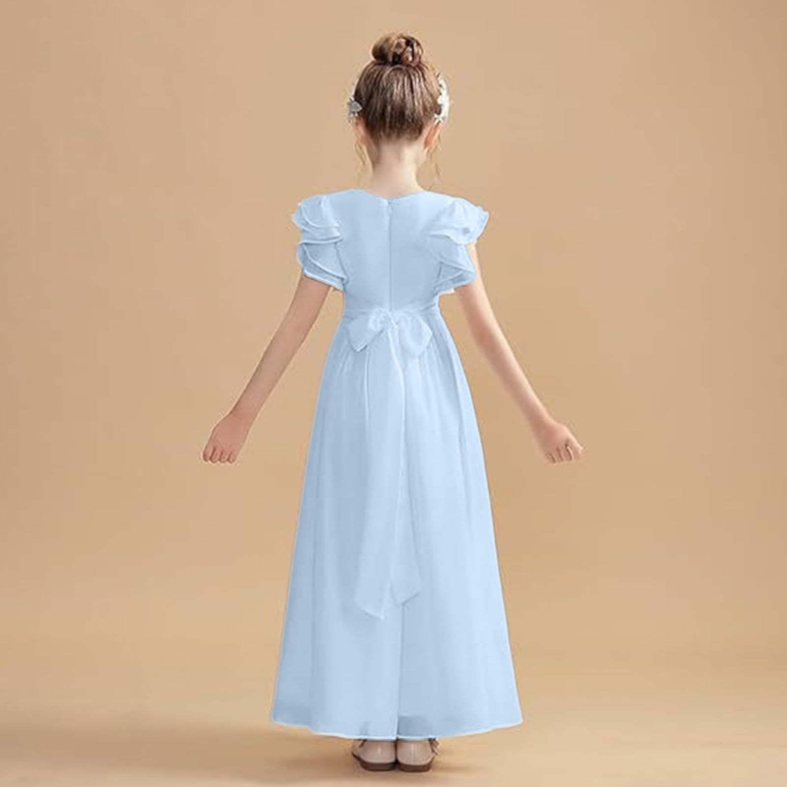 Vestido de gasa con flores para niñas, vestido de dama de honor, vestido de dama de honor para cumpleaños, boda, fiesta, color negruzco