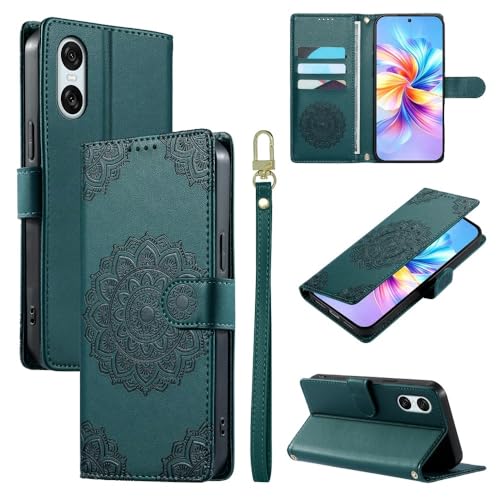 Étui Sony Xperia 10 V 5G fini les écrans brisés grâce à cette housse portefeuille cuir vert