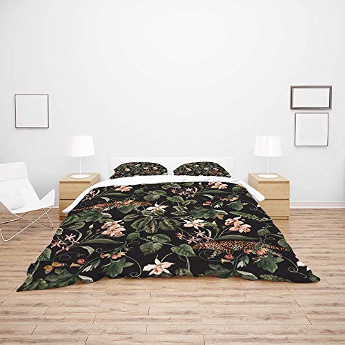 Housse de couette polyester lit double avec taie d'oreiller imprimé vert - 3