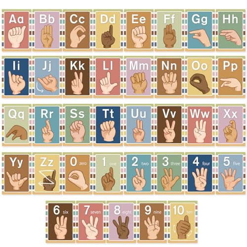 Sign Language Bulletin Board Alphabet - 37 ASL Alphabet Learning ABC Alphabet Poster Classroom Decorative Card Set Kindergarten/Elementary/Homeschool Supplies
