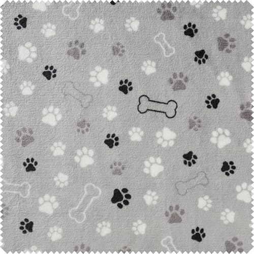 VBS Marktplatz Fleece-Stoff Pfoten und Knochen Fleecestoff 145 cm breit Motiv 2.5-6 cm 100 Polyester waschbar bei 30 Grad