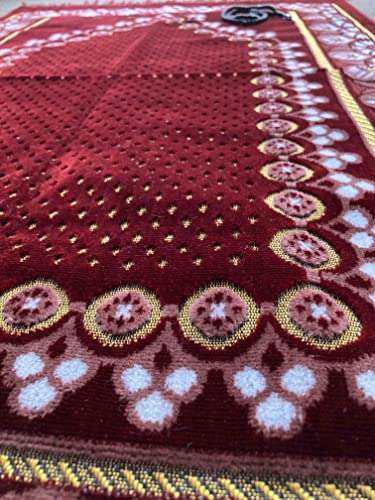 Prayer mat with Tasbeeh,Muslim gift,Ramadan Gift.islamic gift,Warm stayle Velvet Prayer Rug (540g), 65 x 110 cm (Rectangular) - Image 2