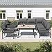 Merax Gartenmöbel Set 8-Personen, Sitzgruppe Gartenlounge Set mit Tisch & Kissen, Outdoor Ecksofa-Set aus verzinktem Eisen, handgeflochten Seil, Essgruppe wetterfest für Garten Balkon Terrasse, Grau