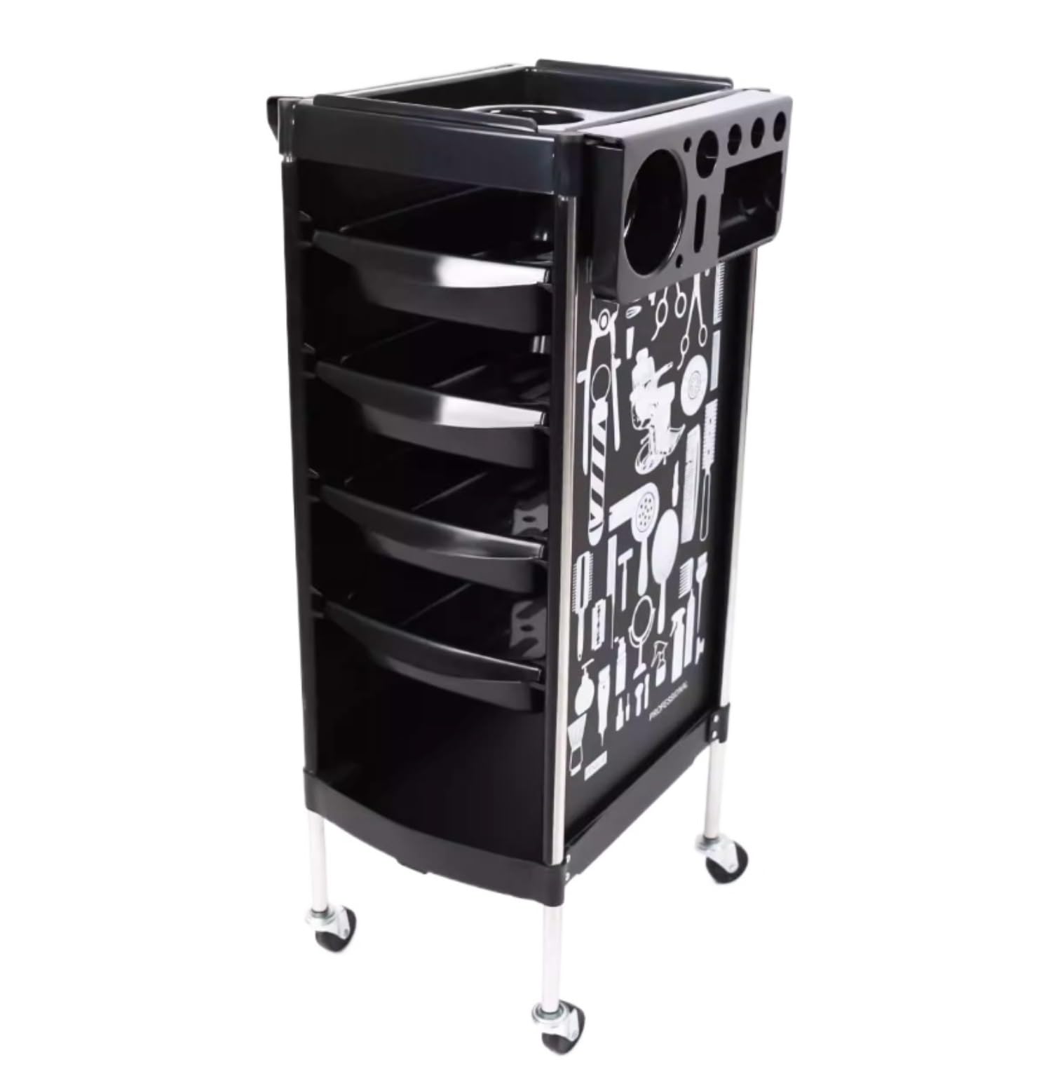 5 Layer Salon Rolling With Wheels Cart Hairdresser For Barber Shops(Black)