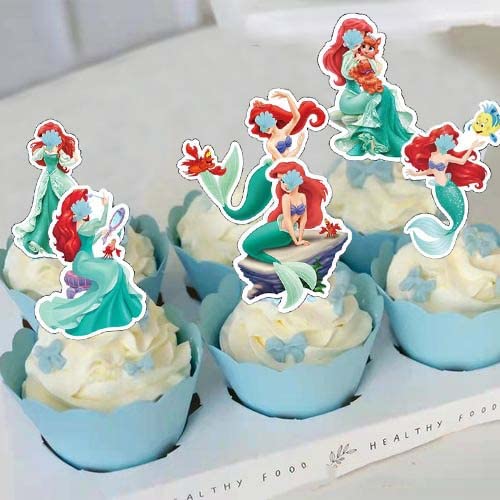 24Pcs Mermaid Cupcake Topper For Girl Birthday Party Decoration Mermaid Party Cupcake Topper Decoration #TOP2