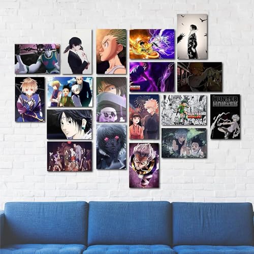 Image of ATEVON Hunter Anime Wall Poster Set - Pack of 18 Unframed 6x4 inch Prints | Wall Collage Kit Featuring Gon Freecss Killua Zoldyck Kurapika Isaac Netero | Aesthetic Anime Decor for Bedroom & Dorm